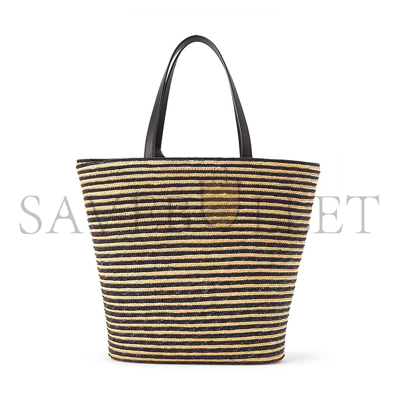 YSL SAINT LAURENT STRIPED TOTE IN RAFFIA AND LEATHER 600308 (30*28*15cm)